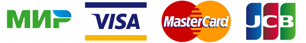 Логотипы Visa, MasterCard, MIR, JCB